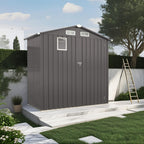 Compact Outdoor Storage Shed with Lockable Door - Gray