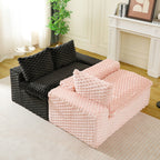 Multifunctional 4-Seater Stationary Sofa with Adjustable Layout - Pink & Black