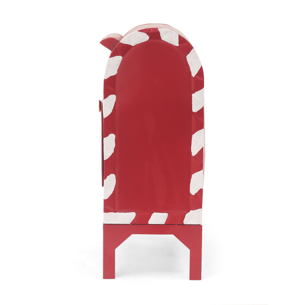 Red Iron Christmas Mailbox Decoration with Sturdy Iron Construction - Red