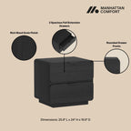Modern Nightstand with Two Drawers - Chrystie - Black or Light Brown