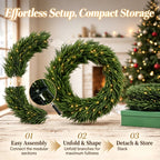 36-Inch Pre-Lit Christmas Wreath with Warm White Lights - Green