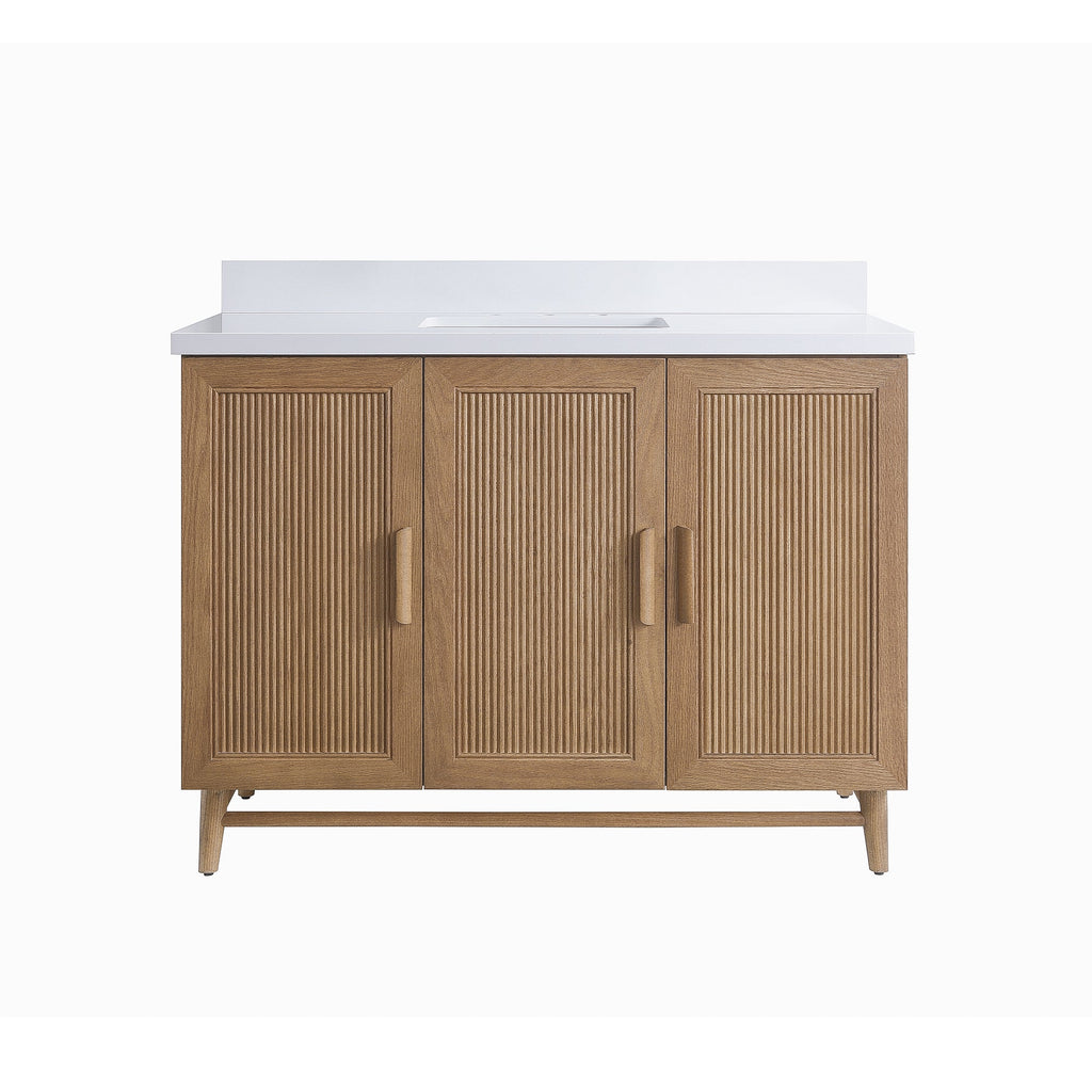 48" Freestanding Single Sink Bathroom Vanity with Solid Wood - Light Coffee