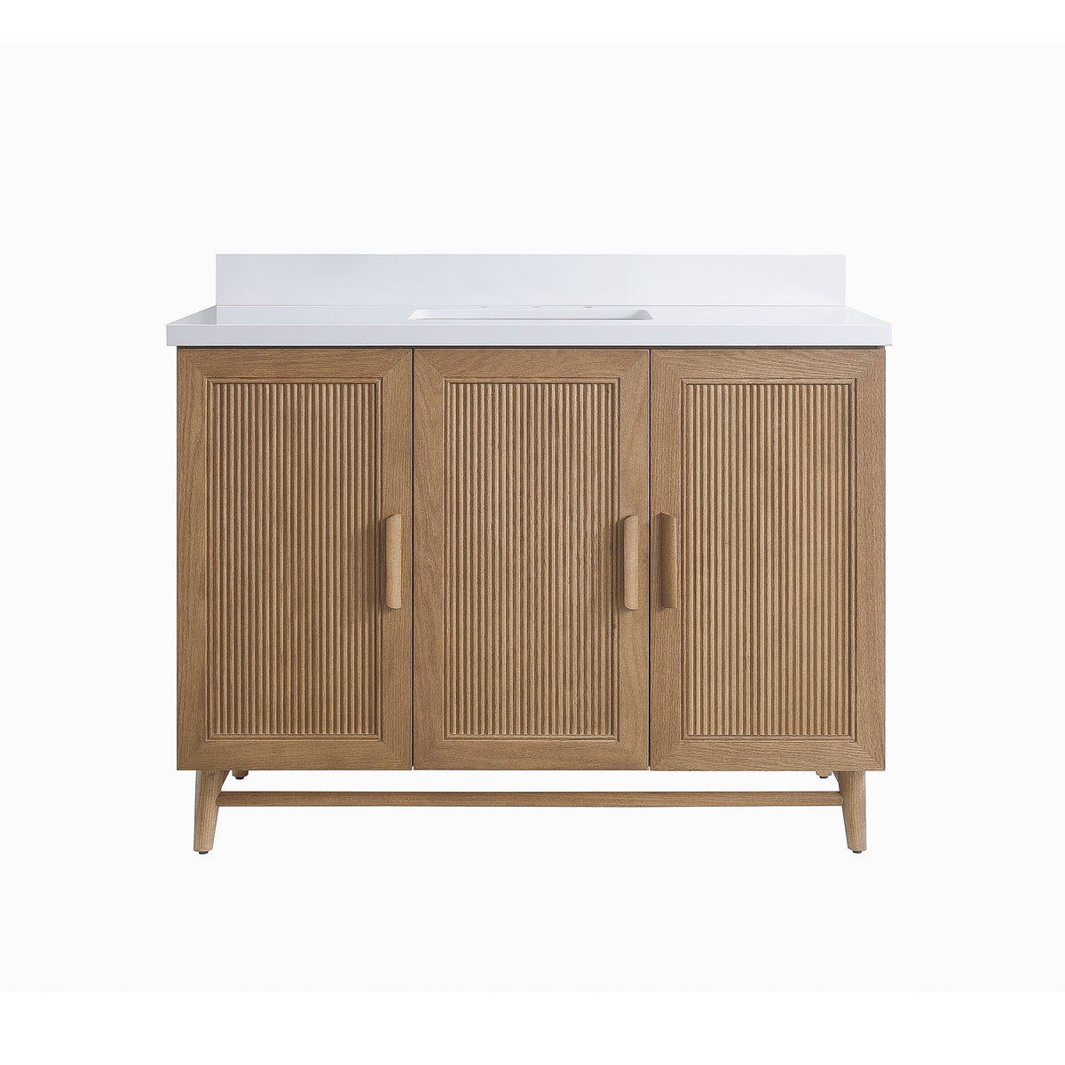 48" Freestanding Single Sink Bathroom Vanity with Solid Wood - Light Coffee