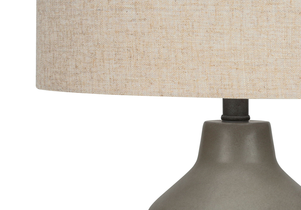 Contemporary Concrete Table Lamp with Fabric Shade - Dark Gray, Beige, or Black