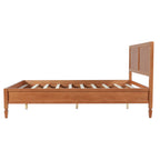 Queen Size Wood Platform Bed Frame with Classic Panel Headboard - Brown or Natural