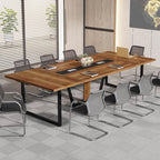 Conference Table for 8–10 People with Cable Management - Brown / Black