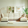Velora 6-Piece U Shaped Boucle Modular Sectional Sofa with Deep Seating - White
