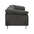Top Grain Leather Stationary Sofa with Memory Foam Cushions - Black