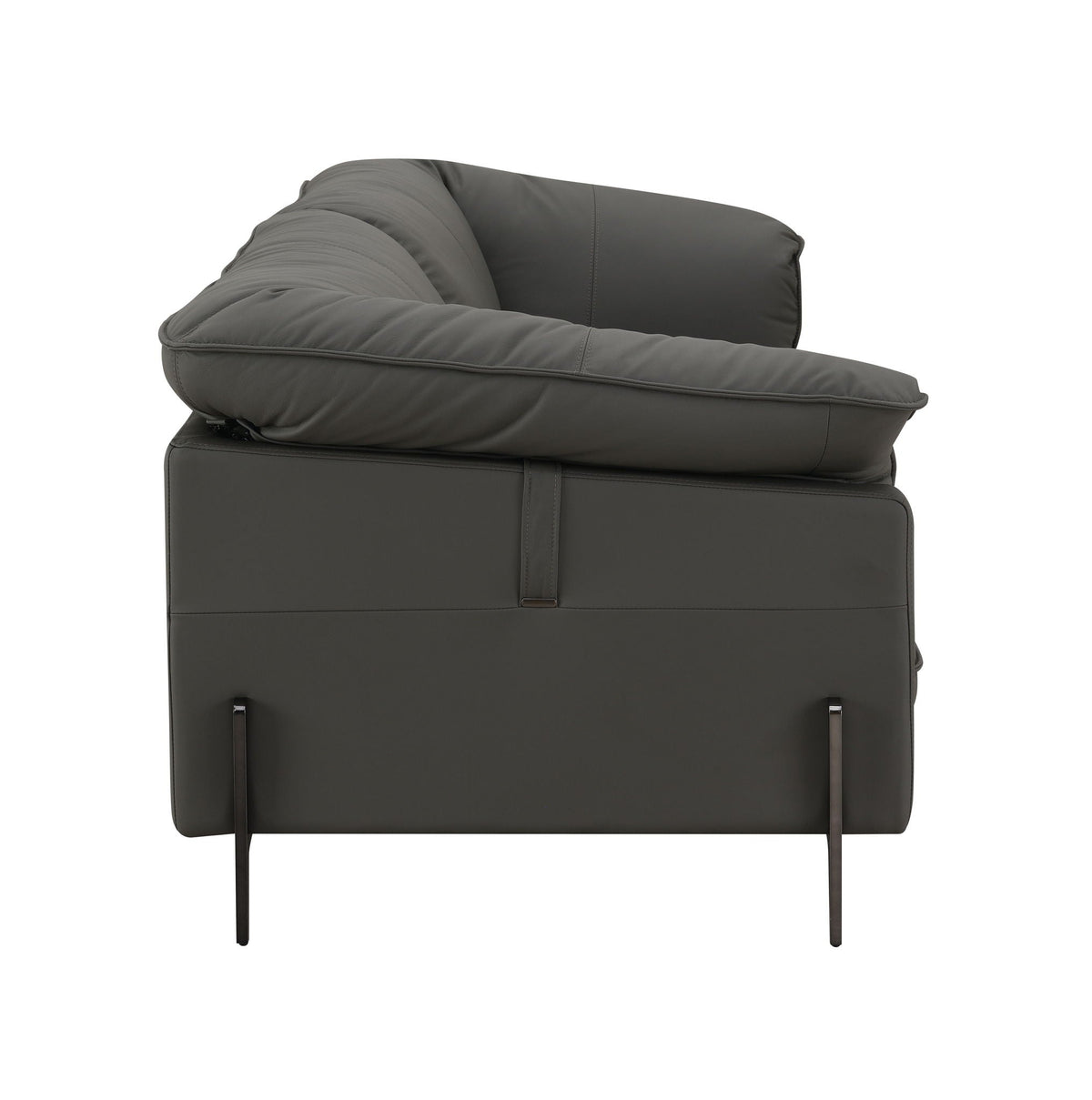 Top Grain Leather Stationary Sofa with Memory Foam Cushions - Black