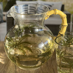 Palm Tree Design Unbreakable Plastic Water Pitcher with Lid and Spout - Clear