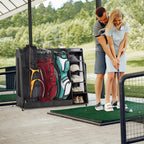 Gray Wooden Golf Bag Storage Rack with 3 Drawers