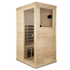 Canadian Hemlock Wood One Person Far Infrared Sauna with Bluetooth Audio - Natural