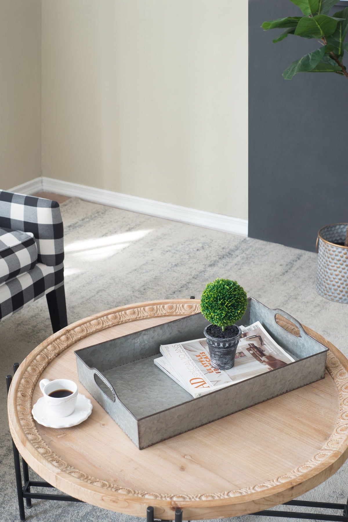 Decorative Galvanized Nesting Trays with Rustic Design - Gray