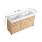 Freestanding Bathroom Vanity with Resin Sink and Soft-Closing Doors - Light Brown