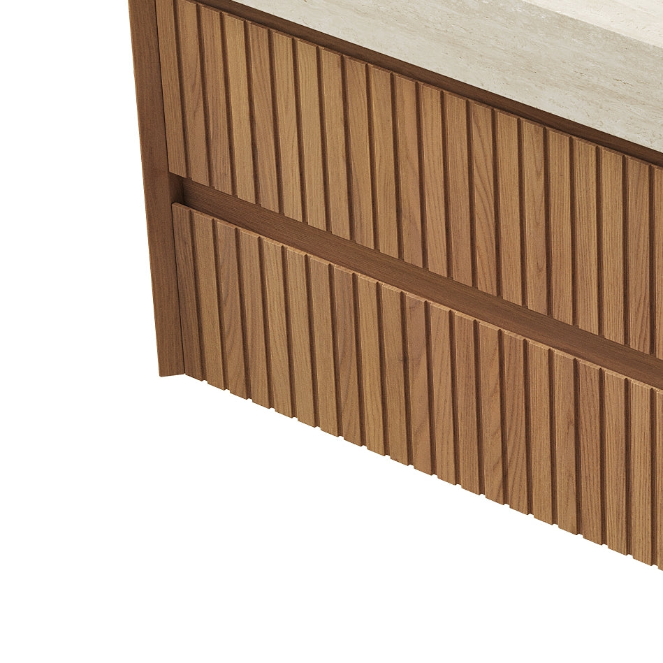 Tilley 36'' Wall-Mounted Cabinet with 2 Drawers - Natural Wood