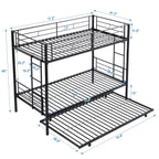 Twin Over Twin Metal Bunk Bed with Trundle - Black