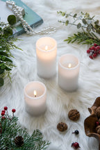 LED Candles With Remote Timer - Set of 3, Paraffin Wax - White