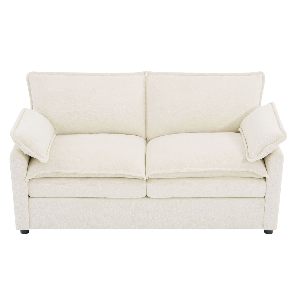 Modern Loveseat Sofa with Side Storage Pockets - Green, Beige, or Dark Gray