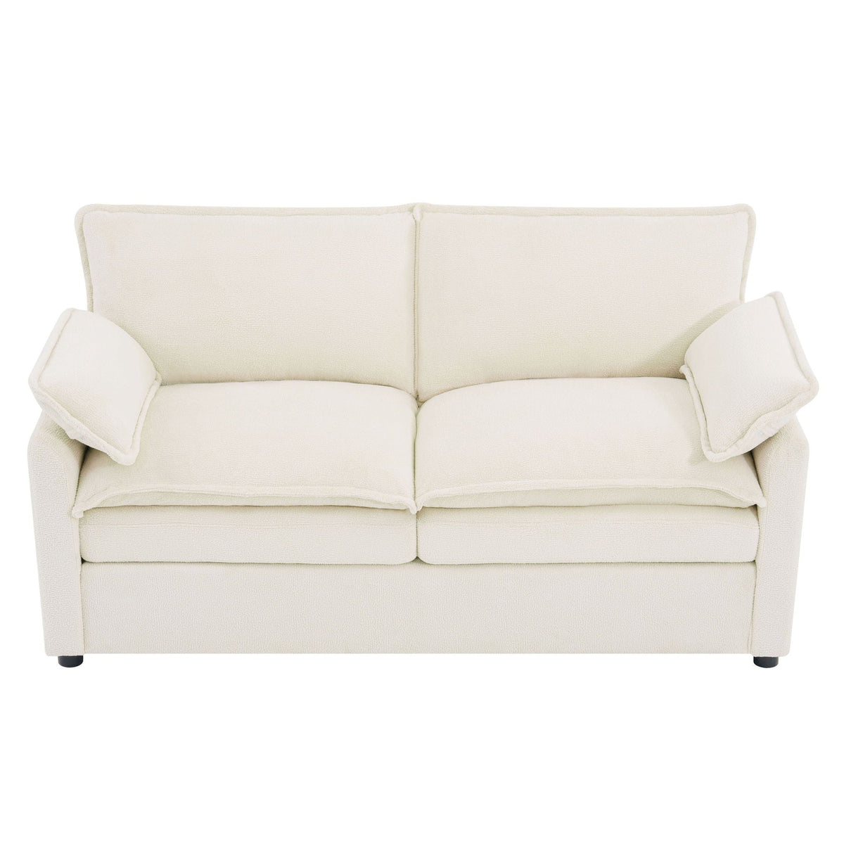 Modern Loveseat Sofa with Side Storage Pockets - Green, Beige, or Dark Gray