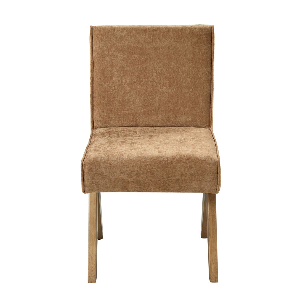 Zoey Dining Set with Rectangular Pedestal Table and Upholstered Chairs - Light Brown