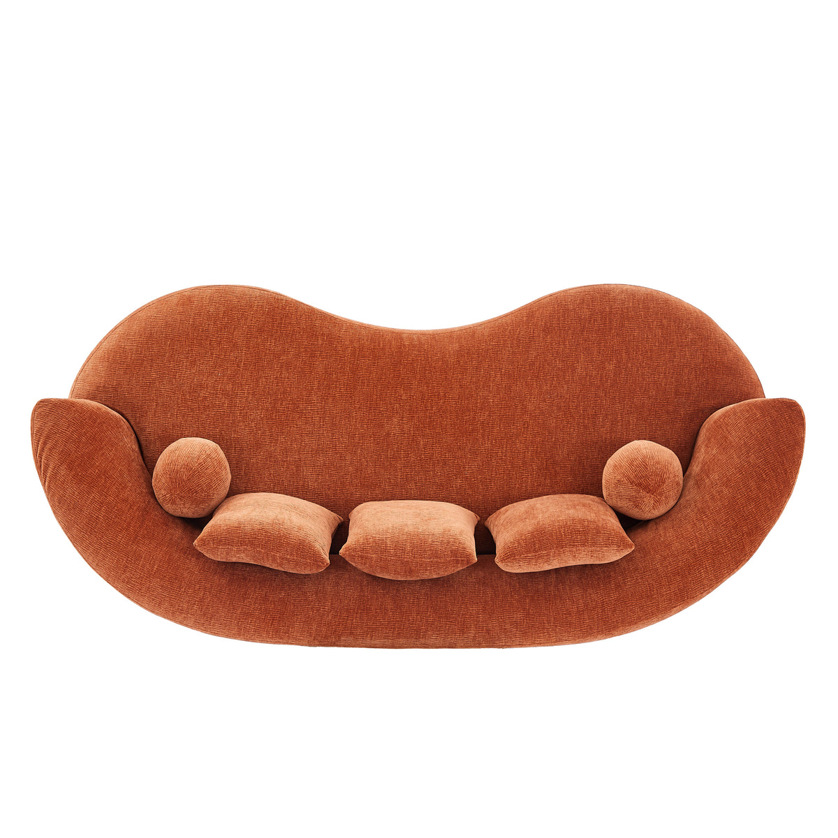 90-Inch Curved Modern Chenille Sofa with Artistic Curved Design - Orange or White