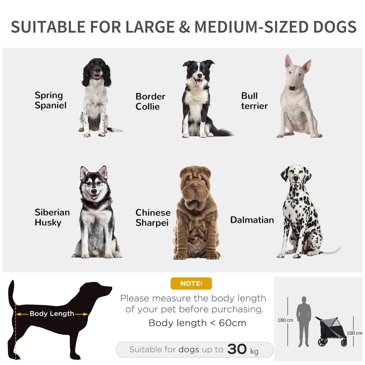 PawHut Foldable Doggy Stroller for Medium Large Dogs and Cats
