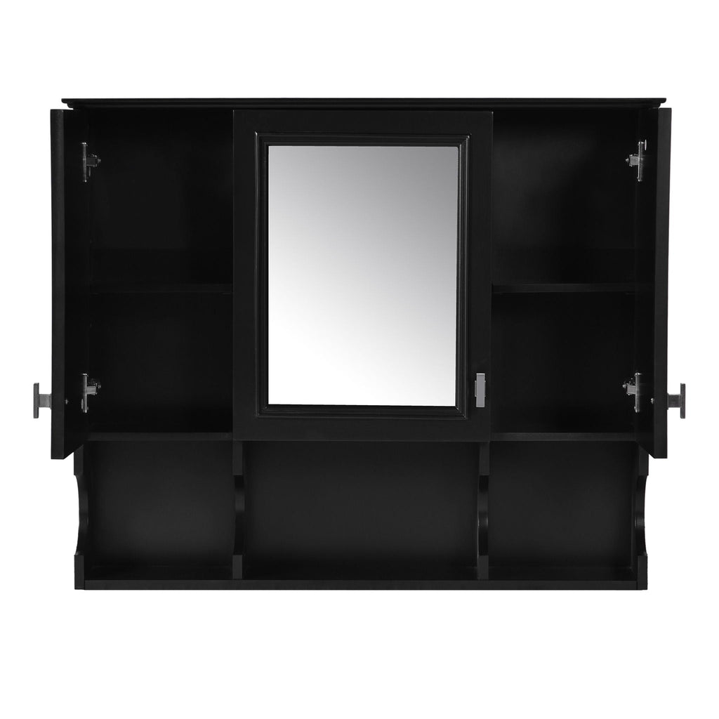 Wall Mounted Bathroom Medicine Cabinet With Mirror & Open Shelves