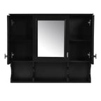 Wall Mounted Bathroom Medicine Cabinet With Mirror & Open Shelves