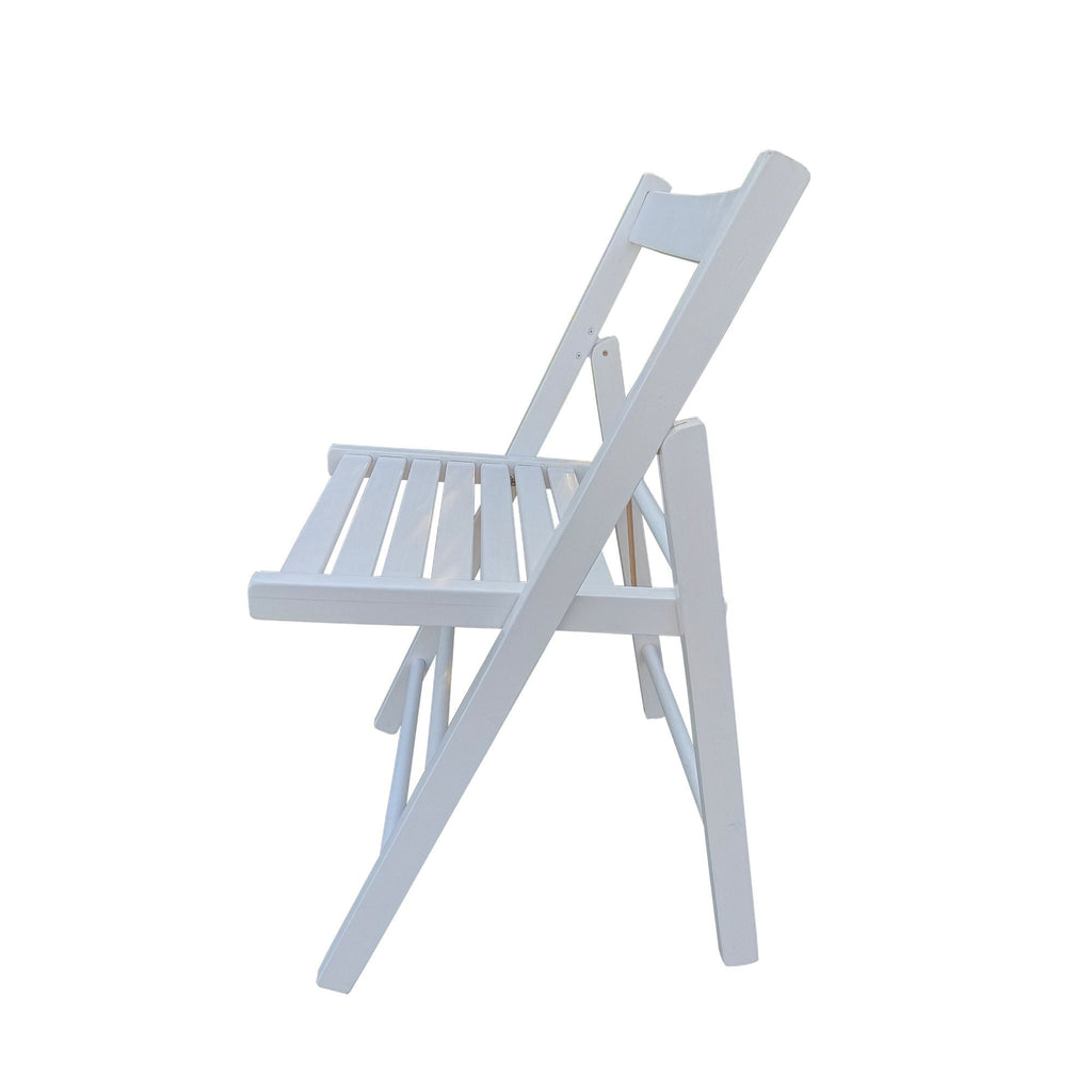 White Folding Chair Set with Foldable Design - Solid Wood