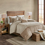 Tan Faux Suede Comforter Set with Lodge Style - California King