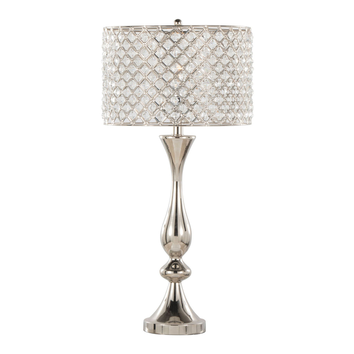 Contemporary Table Lamp with Crystalline Shade - Gold, Black, or Gray