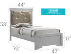 Lorana Twin Upholstered Bed with Tufted Headboard - Pearl Silver, Black, or Gray