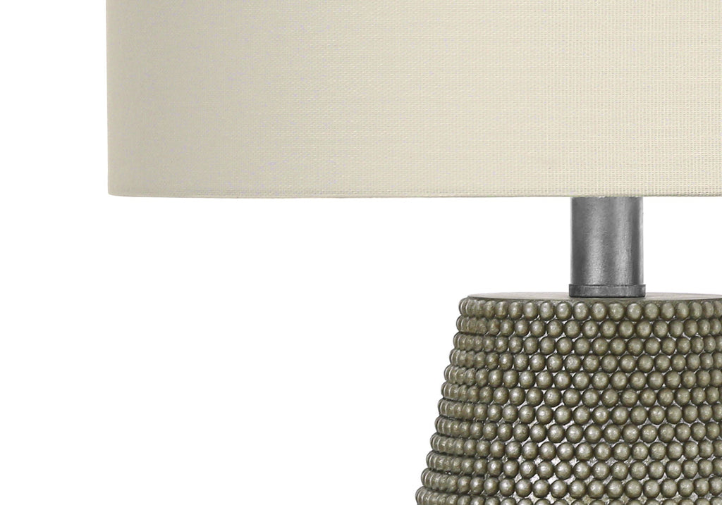 Contemporary Gray Resin Table Lamp with Ivory Drum Shade