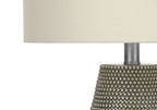 Contemporary Gray Resin Table Lamp with Ivory Drum Shade