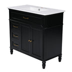 Bathroom Vanity With Sink and Drawers - Freestanding Solid Wood Cabinet