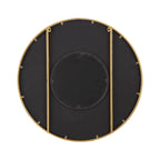Round Wooden Wall Mirror with Iron Frame - Neutral Colorway