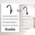 Stainless Steel Pull Out Kitchen Faucet with High Arch Spout - Black or Gold