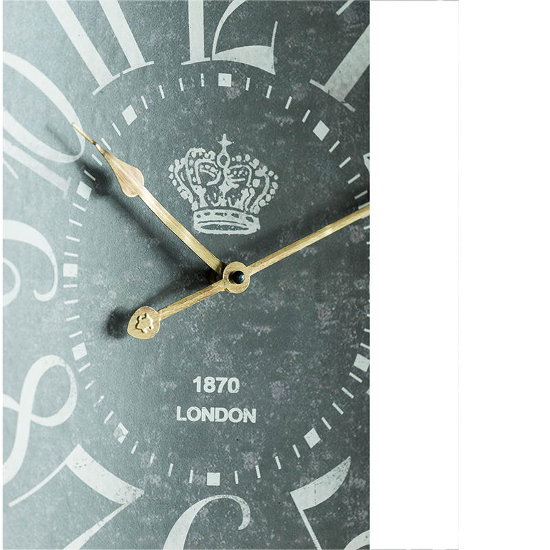 Large Vintage Rectangular Wall Clock with Numerals - White / Black