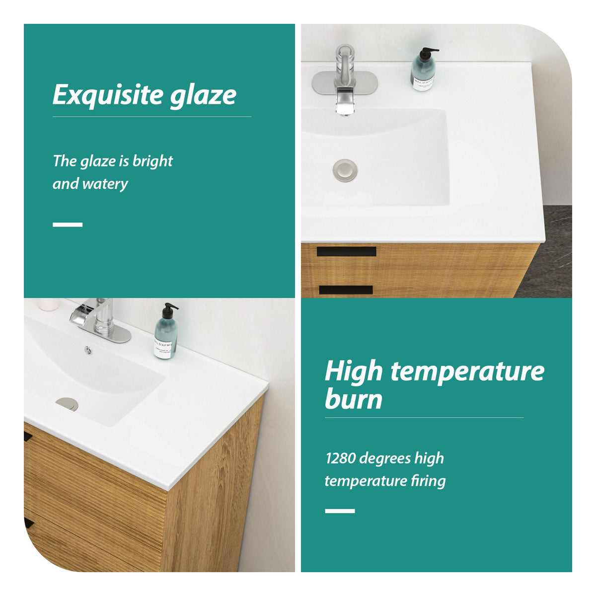 Premium Rectangular Vanity Top with Single Faucet Hole and Overflow - White
