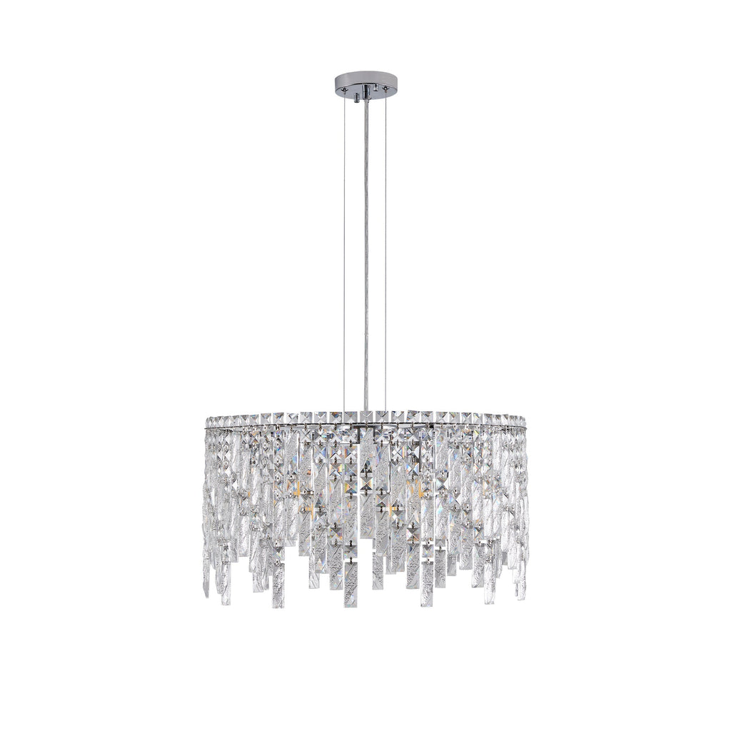 24" Round Silver Crystal Chandelier with K9 Crystals - Chrome