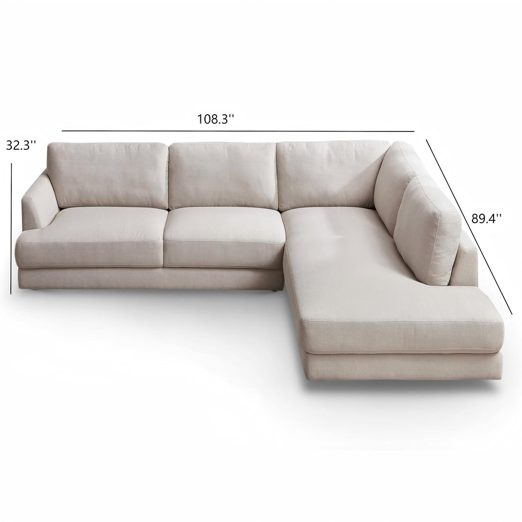 Comfortable Cozy Sectional Sofa with Solid Wood Frame - Pearl Silver or Dark Gray