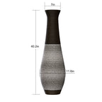 Tall Artificial Rattan Floor Vase with Two-Tone Finish - Black / Gray