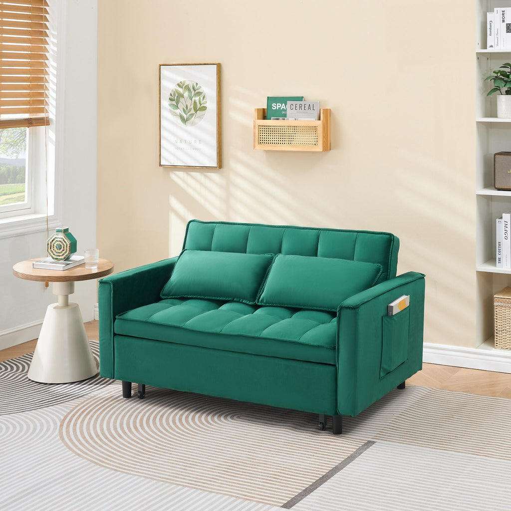 Convertible Velvet Sofa Bed with Storage Pockets - Multiple Colors