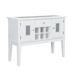 White Wine Cabinet Server with Storage and Wine Rack - Elizaveta