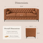 Elegant Button Tufted Sofa with Metallic Legs - Faux Leather