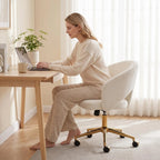 Adjustable White Office Chair with Ergonomic Support - Velvet Finish