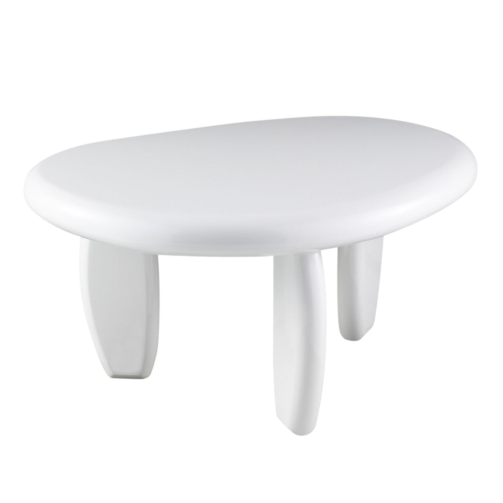 High Gloss End Table with Durable Synthetic Wood - White