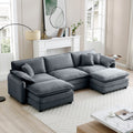 Oversized Modular Cushioned Sofa with Conversible Ottoman - Corduroy