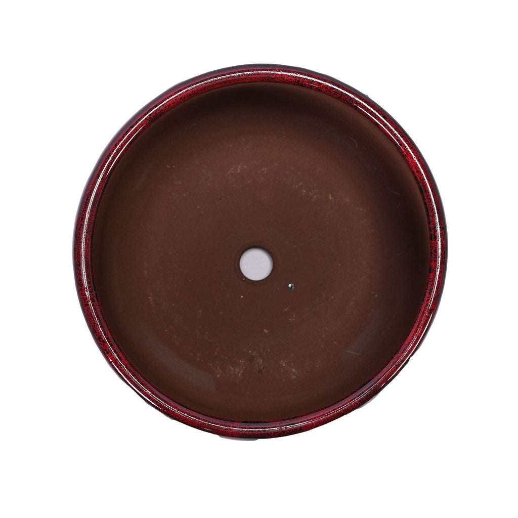 Bean Paste Red 4-Piece Ceramic Planter Pot Set with Drainage Hole - Indoor Outdoor