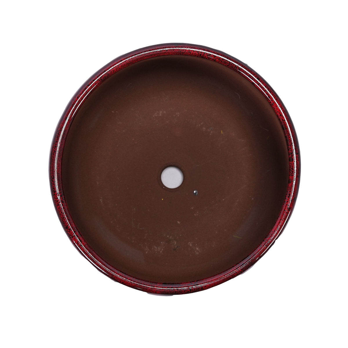 Bean Paste Red 4-Piece Ceramic Planter Pot Set with Drainage Hole - Indoor Outdoor